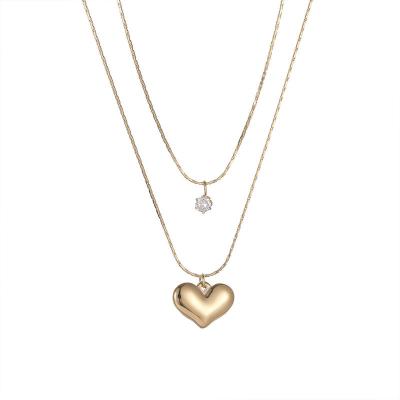 China 14k Gold Ins Love Pendant Women's Titanium Steel Unfading Necklace Simple Stats Neck Chain Niche Design Jewelry for sale