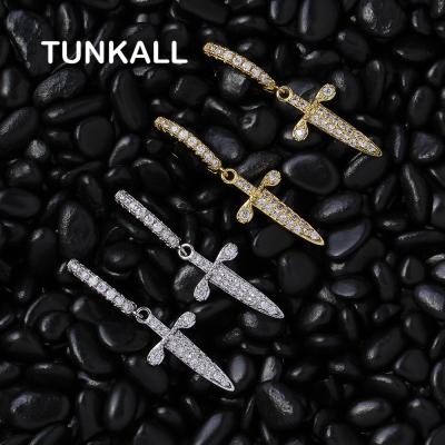 China E019 Brass Men's Hiphop New E019 Brass Men's Jewelry Hip Hop Arrangement Zircon Stud Bling Bling Earring Cross Earrings for sale