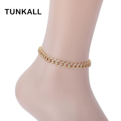 China A005 Hiphop Anklet Bohemia Brass Cuban Fashion 8mm 9inch 10inch Iced Out Cubic Zircon Bling Bling Hip Hop Jewelry for sale