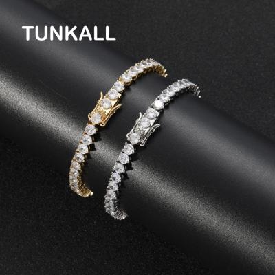 China Hiphop BB212 Bling Bling 4mm Brass Zircon CZ Tennis Chain Bracelet Iced Out Jewelry for sale