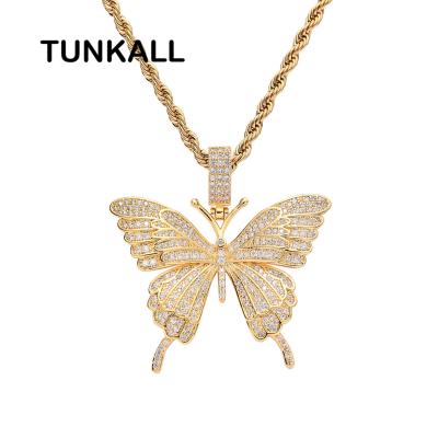 China Small Size Men's Party Necklace Women Pendants Butterfly Zircon Hiphop Hip Hop CN178 Hip Hop Necklace Jewelry for sale