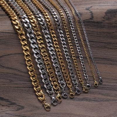 China SC002 3mm 5mm 7mm 9mm 11mm Cuban Necklace Stainless Steel Link Chain Hip Hop Jewelry for sale