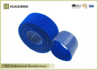 China 75mm kundenspezifischer blauer doppelter mit Seiten versehener Haken und Schleifen-Band für Gewebe/das Nähen zu verkaufen