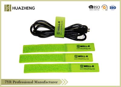 China Correas pegajosas impresas verde del gancho del uno mismo y de cable de lazo para el alambre del ordenador 25 x 200 milímetros en venta