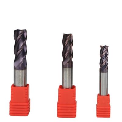 China Metal Work Tool Coated HRC 554 Carbide 4 Flute End Mill Cutter CNC Router Bit End Mill for sale