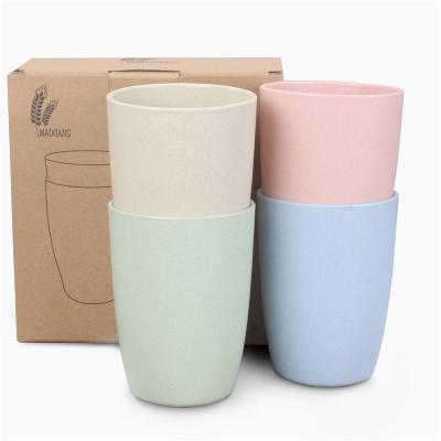 China Hot Selling Sustainable Wholesale Reusable Plastic Milk Cup Unbreakable Eco-friendly Wheat Straw Plastic Cup for sale