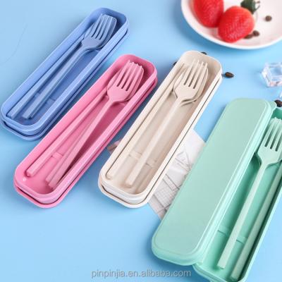 China Sustainable Wholesale High Quality Bamboo Outdoor School Picnic Portable Fiber Travel Cutlery Sets With Box for sale