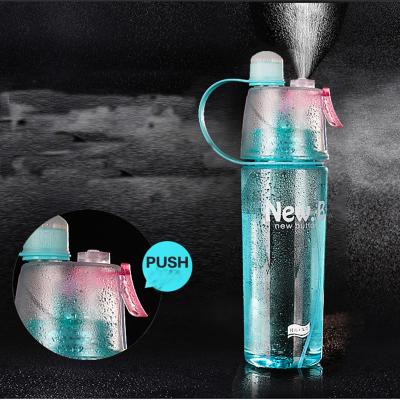 China 2020 New Product Custom Logo Sustainable Spray Drinking Two Goals Sports Plastic Water Bottle for sale