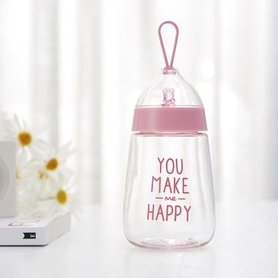 China Custom Viable Certificate Children School Kids School BPA Free Plastic Drinking Water Bottle With Silicone Handle For Kids for sale