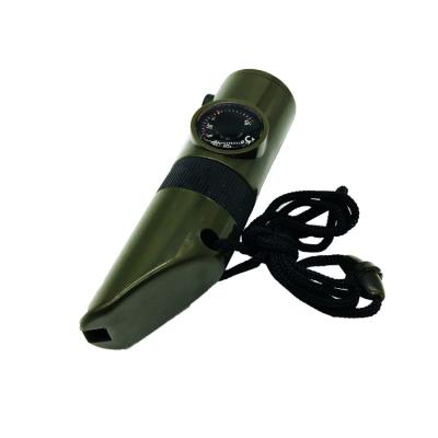 China 7-in-1mutifunctional Military Green Plastic Survival Whistle With Compass E-1086 for sale