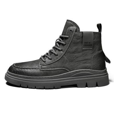 China 2021 Round Bota Shoes Stitched Upper Gray Botte Shoe Martin Boots Sole Rubber Men for sale