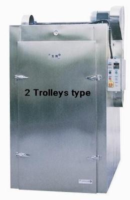 China Two Trolleys Indoor Smoke Oven With Electric Heating Or Steam Heating Option for sale