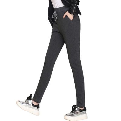 China Factory direct sale winter high waist casual black female pants Anti-wrinkle warms cashmere thick women's long pants for sale