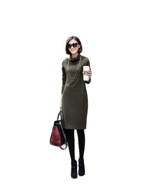 China Factory Wholesale Environmental Protection Korean High Quality Indoor Stylish Hig Knit Long Tight Dress With Long Sleeve for sale