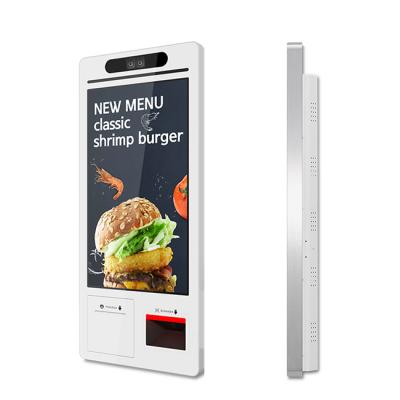 China Aluminum frame+tempered glass+metal Heymi Bill Payment Kiosk Cashless LCD Digital Ordering Signage 43 Inch Fast Food Self Serve Machine for sale