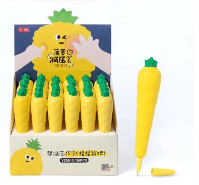 China 5+ Pen Cover PU Squishy Eco-friendly Stationery Squeezing Pen Tube Pineapple Surface Soft Release Pressure Cover for sale