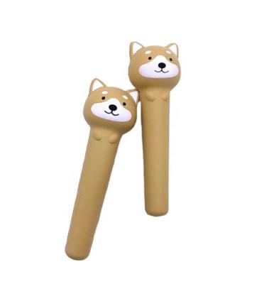 China 5+ Pen Cover PU Squishy Eco-Friendly Stationery Squeezing Shiba Inu Pen Tub Pen Surface Release Soft Pressure for sale