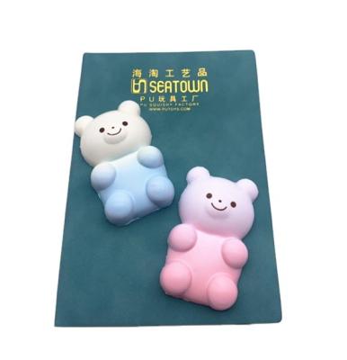 China Environmental Squishy Toy 5+ Sticker PU Squeeze Squeezing Cartoon Paster Phone Shell Color Bear Soft Surface Release Pressure for sale