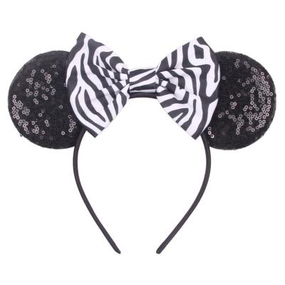 China New Trendy Popular Bow Headband Girls Sparkle Sequin Mouse Ears Headband Fashion Women Party Decoration Wear Children Main Accessories for sale