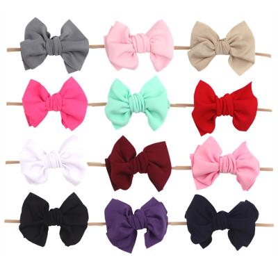 China New Chic Solid Foam Bow Hairband Knot Bow Headband Kids Hair Accessories Molded 4.5 Inch Popular Baby Bow Girls Nylon Elastic Headband for sale