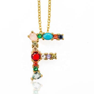 China New Hiphop Style Letter Fashion Pendant Necklace 18 Carat Gold Plated Color 26 A-Z Letter Necklaces for sale