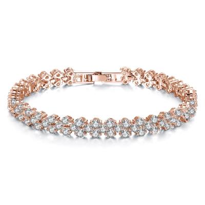 China Wholesale Chain Rose Gold Plated Jewelry Hip Hop Jewelry Products Hip Hop Jewelry Bracelet Zircon Tennis Bracelet for sale