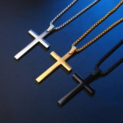 China Fashion Stainless Steel Cross Pendant For Christian Jesus Pendant Cross Necklace Hot Selling Men's Black Plated Men's Cross for sale