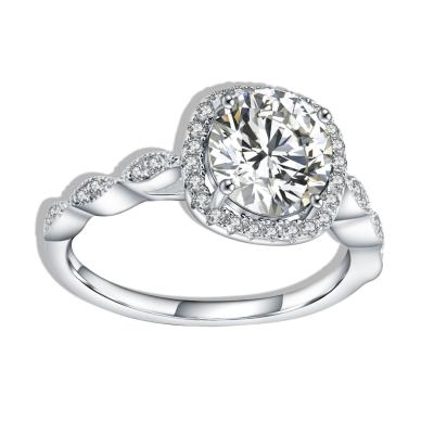 China Beldan Class High Quality 925 Sterling Silver Classic Engagement and Wedding Halo Rings for Women for sale