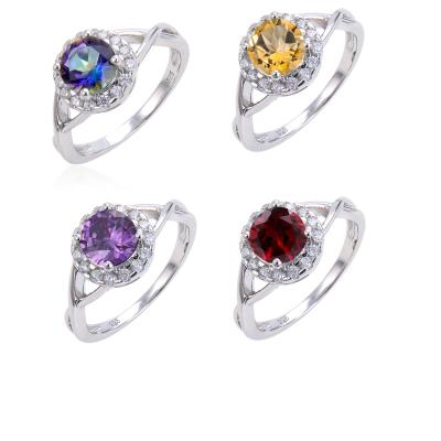 China OEM Different Ring 925 Sterling Silver Gemstone Engagement FASHIONABLE Design Beldan Color Gemstone Halo Ring for sale