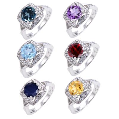 China OEM Good Quality 925 Sterling Silver Rings Women FASHIONABLE Birthstone Gemstone Beldan Ring for sale