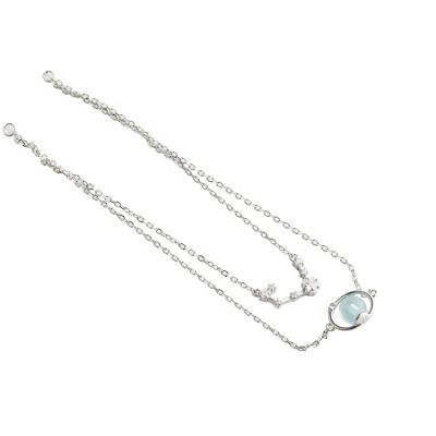 China Fashionable Layered Party Jewelry 925 Sterling Silver Necklace For Women Simple Gift Custom Layered CZ Stone for sale