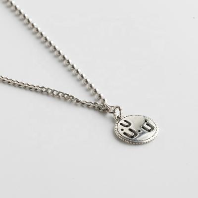 China Custom Bledan Party Jewelry 925 Sterling Silver Necklace Women Simple TRENDY Gift Engraved Letters Bead Necklace for sale