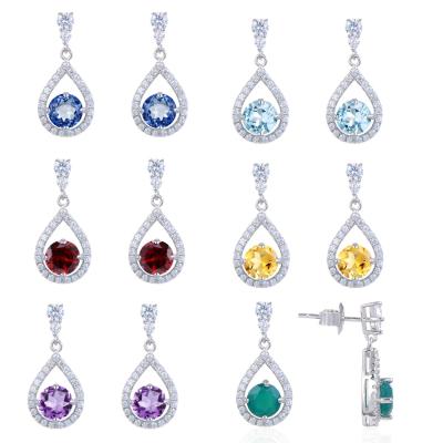 China Fashion direct manufacturers of earrings jewelry supply 925 Sterling Silver Natural Gemstone Earring from OEM and ODM factory for sale