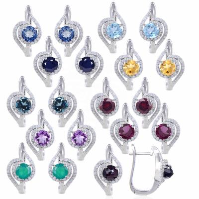 China Fashion Beldan Factory Sale 925 Sterling Silver Jewelry Fine Color Classic Earring Hot Natural Gemstone Gems Earrings for sale