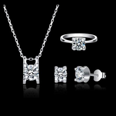 China Silver Moissanite Women Jewelry Set Diamond Wedding Jewelry Set 925 Wholesale Classic Bull Head Ring DEF Color CLASSICS for sale