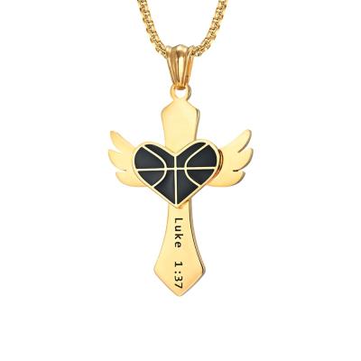 China Beldan Religious Men Wings Pendant Sports League Pendant Sports Rugby Baseball Heart Necklace Luke 1:37 Pendant for sale