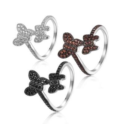 China Wholesale Elegant White 925 Sterling Silver Animal Rings Women's Lady's Butterfly Ring Nano CZ Fine Jewelry Pave Factory CLASSIC for sale