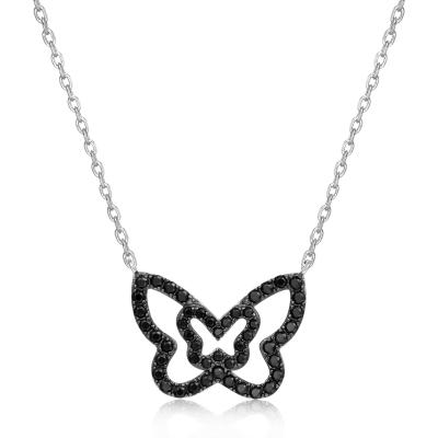 China Factory Wholesale 925 Fashion Exquisite Plain Silver Butterfly Beldan CZ Necklace Children's Silver Butterfly Necklace for sale