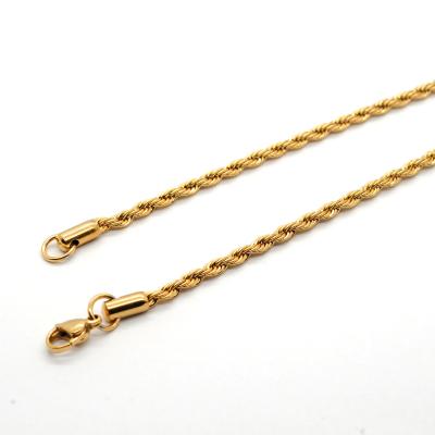 China Hiphop Diy Jewelry Accessories Necklace Chains 3mm 20inch 24inch 28inch Plating 18K Gold Twisted Chain for sale