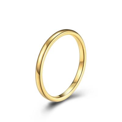 China FASHIONABLE High Polished 2mm Wide Simple Tungsten Ring Couple Ring Gold Plated Steel Wedding Ring for sale