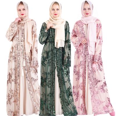 China JA20020 7 Colors Luxury Tulle Clothing and Accessories Islamic Women's Full Embroidered Muslim Dress and Maxi Dress M-2XL M-2XL for sale