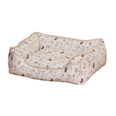 China Viable Wholesale New Style Rectangle Checkered Canvas Pet Beds Soft Cheap Dog Bed for sale