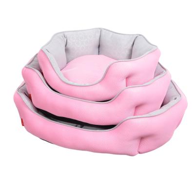 China Viable Cozy Cave Pet Bed In The Dog Bed Pink Donut Cozy Craft Poly Cotton Dog Bed for sale