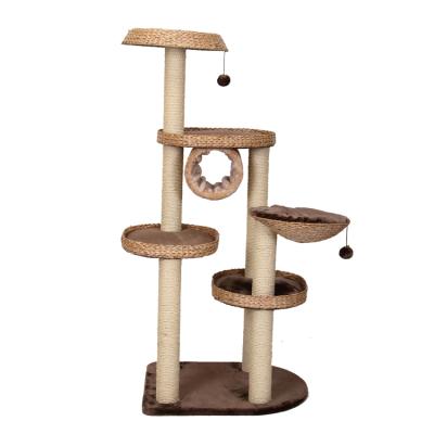 China Large Liveable Cat Tree Hyacinth Water Floor to Ceiling Tower Cat Tree for sale