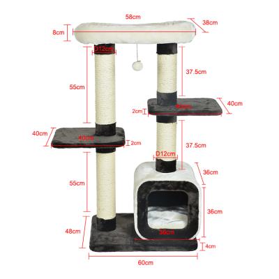 China Sustainable Carpet Fabric Cat Tree Cat Scratching Post 70cm Cat Scratcher Post With Ball for sale