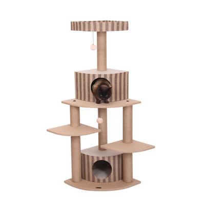 China Sustainable Climbing Cat Scratcher Cat Housing Tree With Natural Sisal Rope for sale