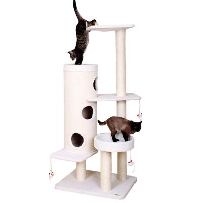 China Sustainable Happy Indoor Cat Scratcher Tree Board With Spring Playing Ball for sale