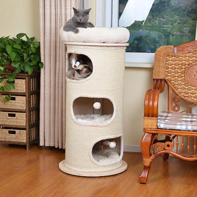 China Sustainable Big Cat Trick Cat Shaped Scratcher Post House With Ball for sale