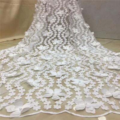 China 2019 viable new style embroidered french lace fabric for wedding dress with nigerian beads lace fabrics for sale