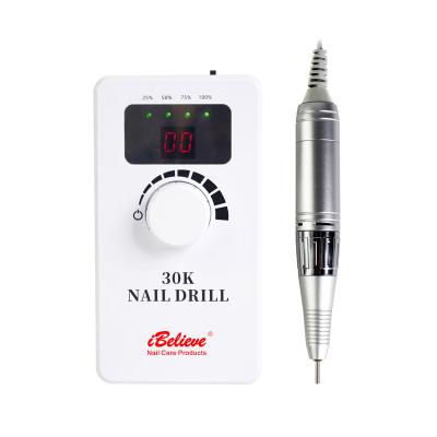 China Long Working Time Battery Electric Nail Drill Set Professional Rechargeable 30000RPM Pen Shape Nail File Manicure Portable for sale